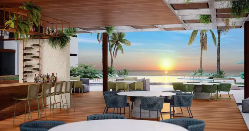 Apartamento, 02 quartos pé na areia, com 02 vagas subsolo, melhor trecho de mar de muro alto