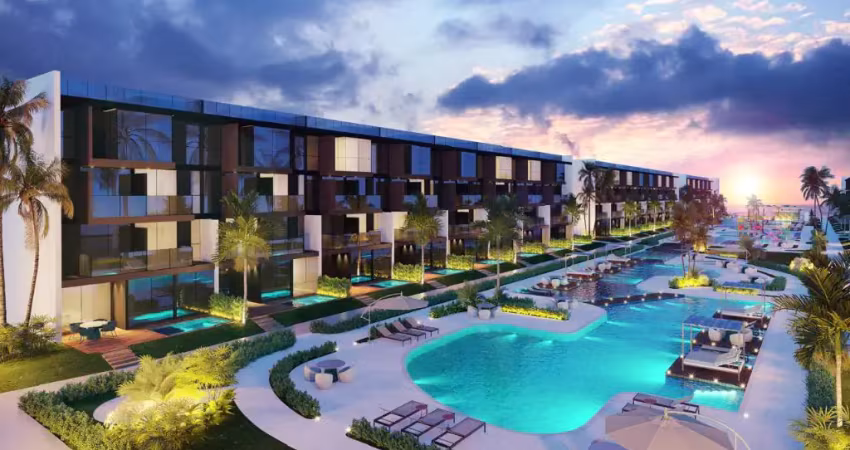 Apartamento, 30m², pé na areia, beira mar de muro alto