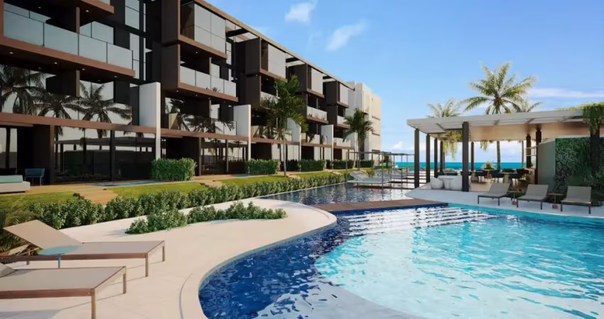 Flat com uma vaga subsolo, pé na areia com 30m², beira mar de muro alto