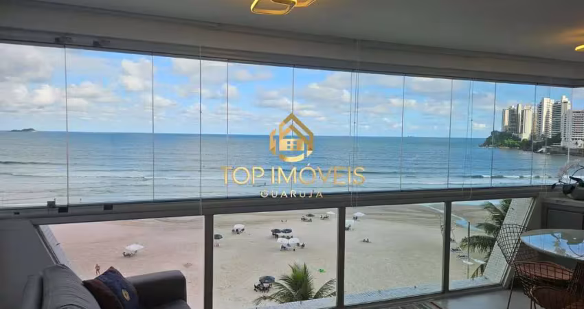 Apartamento frente mar mobiliado lazer total praia das astúrias guarujá sp