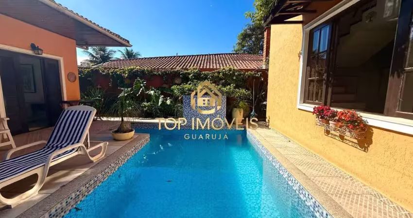 Ampla residência 5 suites com piscina na praia do tombo, guarujá sp
