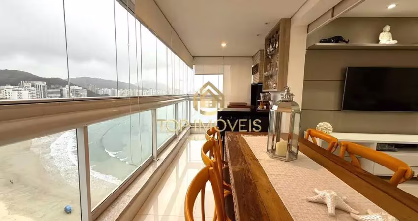 Varanda gourmet com vista panorâmica para o mar, praia das asturias guarujá
