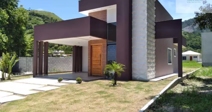 Ocean vende:  Marica, condomínio, Casa 3quartos, (1suíte), porcelanato. Casa pé direito alto moderno