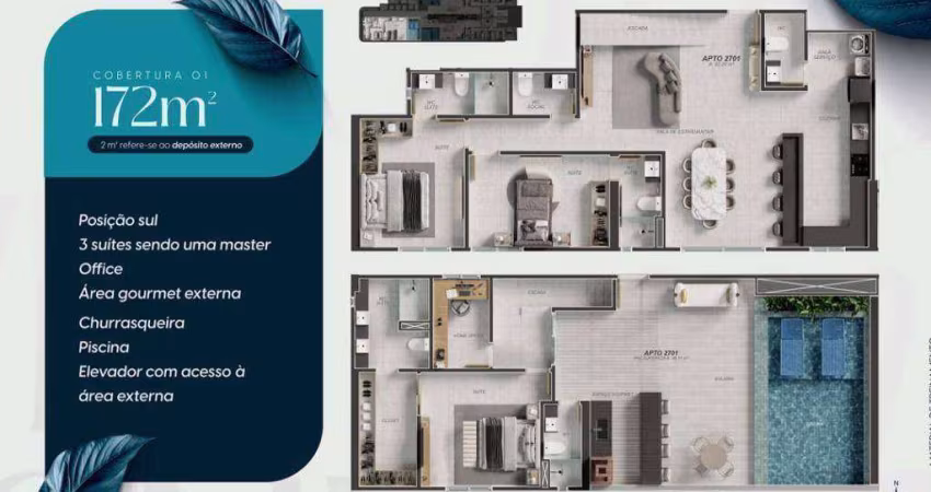 Apartamento Duplex com 3 dormitórios à venda, 172 m² por R$ 2.141.324,13 - Aeroclube - João Pessoa/PB