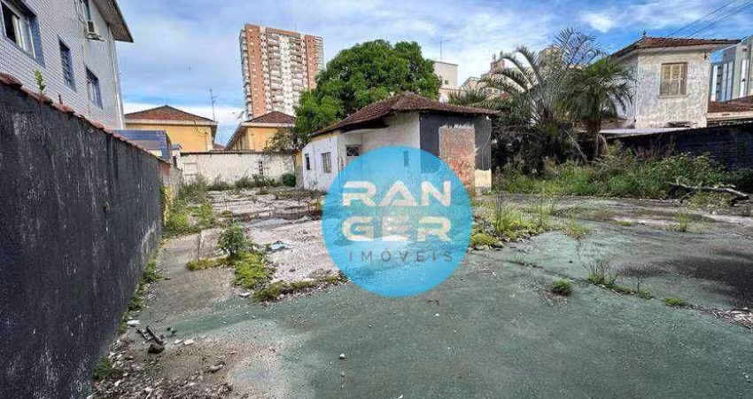 Terreno à venda, 666 m² por R$ 1.662.000,00 - Macuco - Santos/SP
