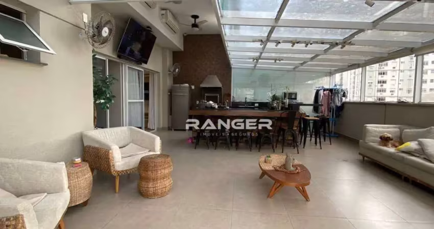 Apartamento garden mobiliado com 3 dormitórios à venda, 219 m² por r$ 1.400.000 - campo grande - santos/sp