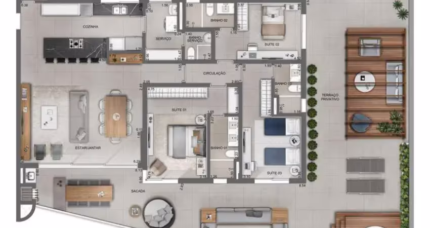 Apartamento para Venda em Florianópolis, Cacupé, 3 dormitórios, 3 suítes, 5 banheiros, 2 vagas