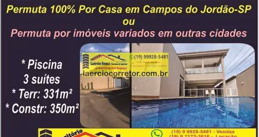 Casa venda santa bárbara d´oeste, localizada em bairro nobre, 351m² constr., 3 suites, piscina, 330m² terr - r$ 1.500.000,00 aceita permutas veja descrição