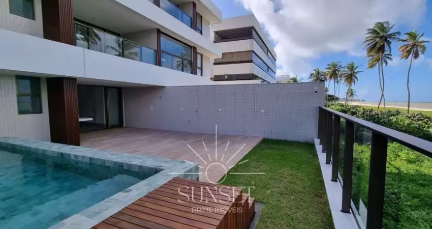 Frente mar, pé na areia, pronto pra morar! apartamento garden 3 suítes, terraço com piscina, à venda no jardim oceania, joão pessoa - paraíba.