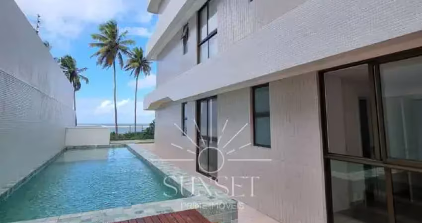 Frente mar, pé na areia, pronto pra morar! apartamento garden 3 suítes, terraço com piscina, à venda no jardim oceania, joão pessoa - paraíba.