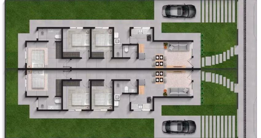 Casa Geminada  Térrea com 3 Quartos e  1 suite