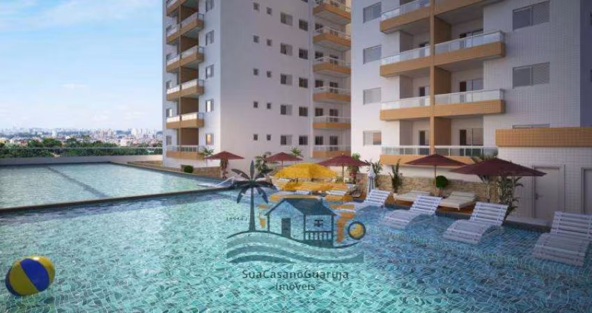 Residencial Chopin 2 dormitórios 1 suíte sacada com ponto grill Boquerão Praia Grande 57m sp use fgts 1 vaga49578V