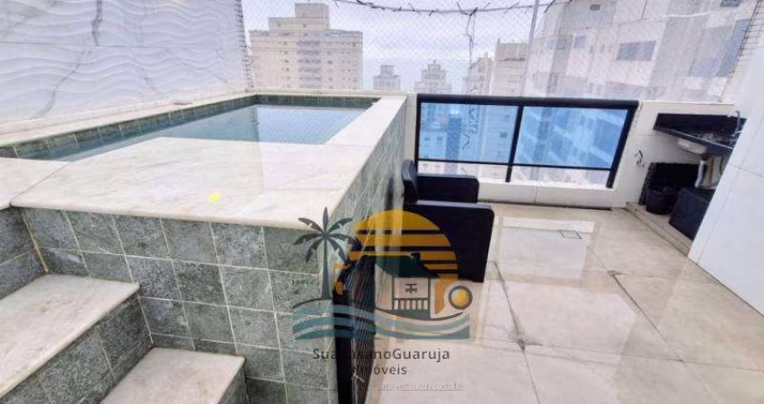 Cobertura Reformada a Venda na Praia das Pitangueiras Guarujá, Vista Mar 3 Suítes e Piscina Privativa cod R0213704