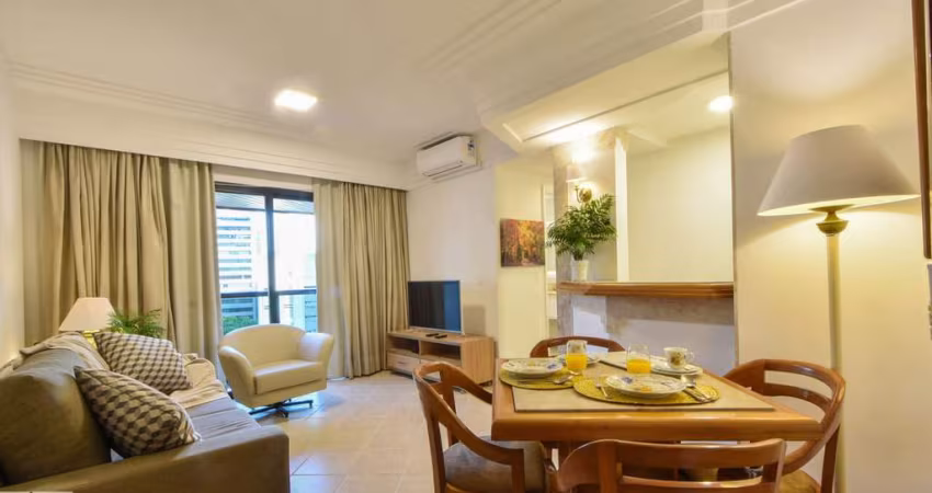 Flat mobiliado varanda Cidade Jardim com 42 m2 1 dormitório 1 vaga esquina c/ Brigadeiro Faria Lima