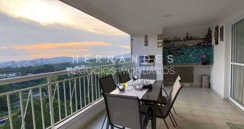 Apartamento de luxo no Centro Empresarial Tamboré em Santana de Parnaíba-SP: 3 quartos, 3 suítes, 3 salas, 4 banheiros, 3 vagas, 158m².