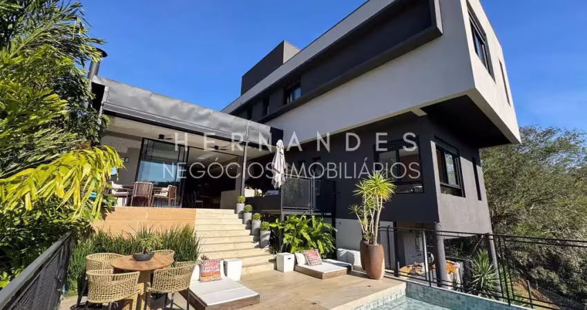 Casa de alto padrão em condomínio no tamboré com vista permanente para mata