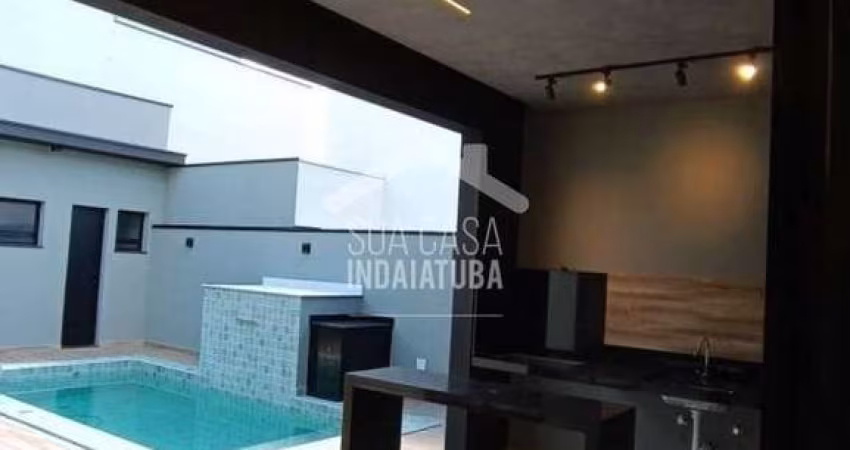 Casa nova com 3 suítes, piscina e escritório no Residencial Milano em Indaiatuba