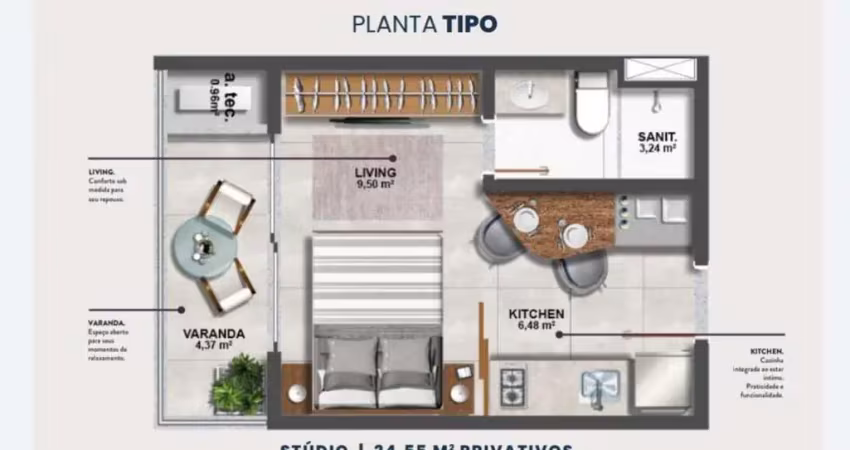 Apartamento com 1 quarto à venda na Alameda das Mongubas, Caminho das Árvores, Salvador