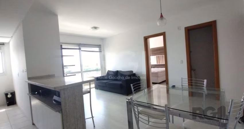 Apartamento mobiliado, 57m2, 1 suite, 1 vaga, lareira e churrasqueira, localizad