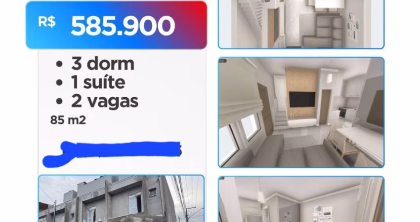 LINDO SOBRADO 85M² 3 DORM 1 SUÍTE VILA EMA