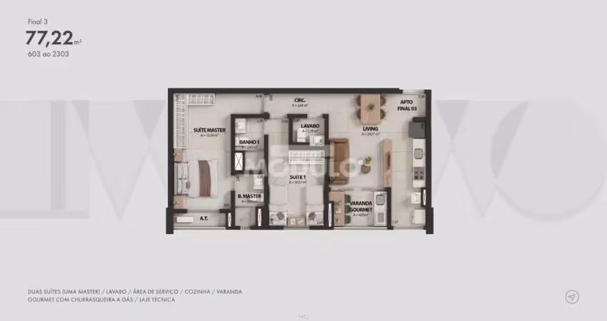 APARTAMENTO à venda, 2 quartos, 2 suítes, 1 vaga, JARDIM KARAIBA - Uberlândia/MG