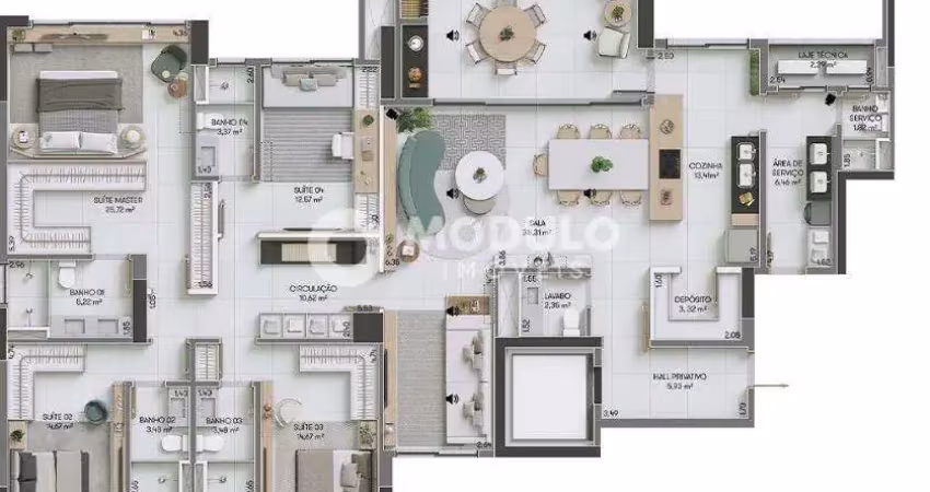 Apartamento à venda, 4 quartos, 4 suítes, 4 vagas, jardim das acacias - uberlândia/mg