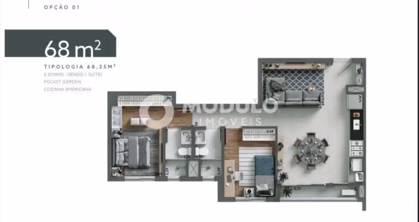 Apartamento à venda, 2 quartos, 1 suíte, 1 vaga, jardim sul - uberlândia/mg