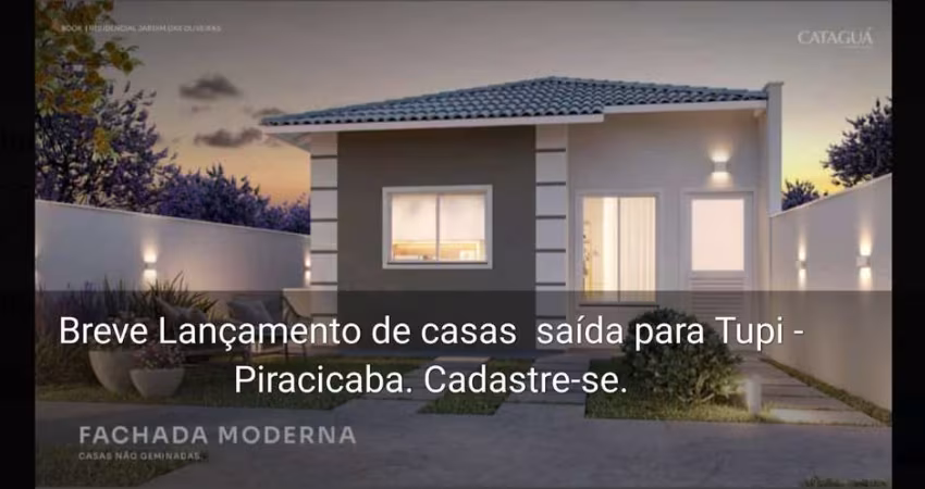 Jardim das Oliveiras Casas 48,10 e 56,10m2, 2 Dorms Sem e Com Suíte, Sala, Cozinha Americana, Fachada Moderna