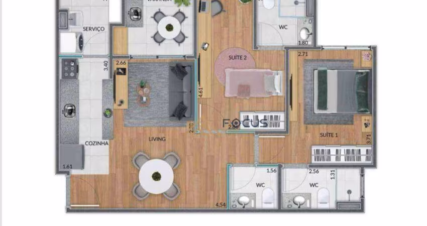 Apartamento com 2 dormitórios à venda, 72 m² por R$ 700.000,00 - Parque da Represa - Jundiaí/SP