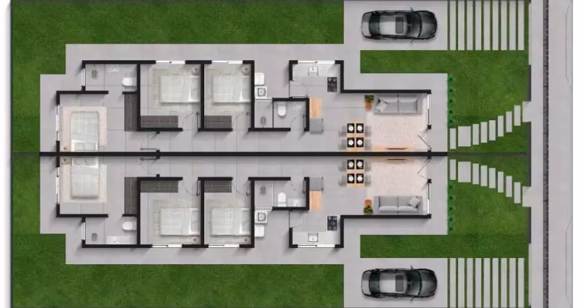 Casa Geminada  Térrea com 3 Quartos e  1 suite
