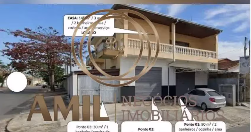 Ra amil negócios imobiliários vende: 01 casa 145m², 03 pontos comerciais de 50m²  30m² e 90m² com vagas de garagem em taubaté.