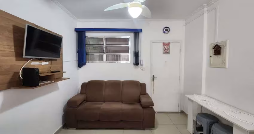 Excelente kitnet frente mar 38m² semimobiliado na cidade de praia grande/sp
