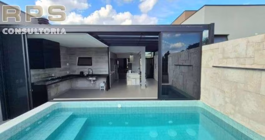 Casa térrea no Reserva Ybira em Atibaia, 3 suítes sendo 1 com closet e armários, edícula, piscina com hidro, vista linda e próximo da Juca Peçanha!