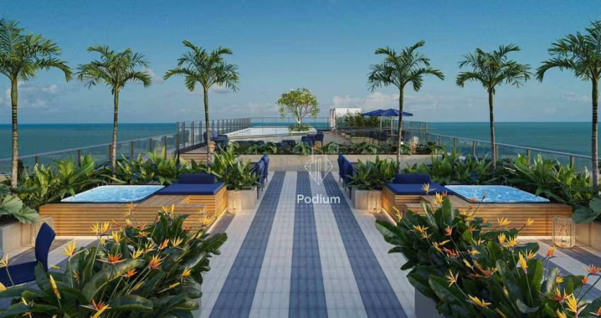 Flats com excelente área de lazer na cobertura com vista para o mar e a 160m da praia de Cabo Branco - FL0322