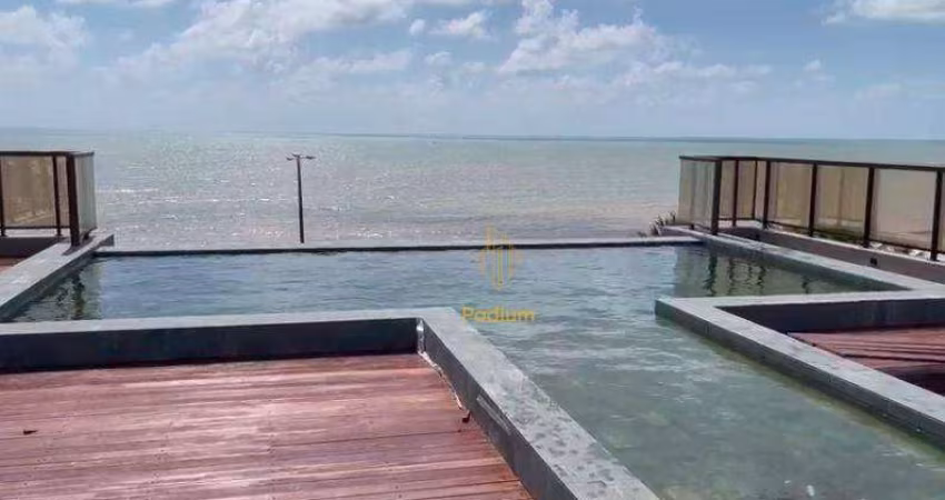 Flat com projetados e  vista para o  mar da praia de Manaíra -FL0075