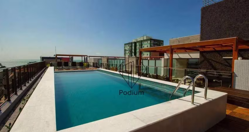 Flat mobiliado com varanda / sacada e vista para o mar da praia de Tambaú - FL0495