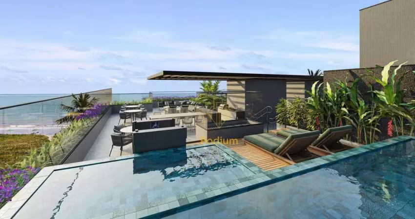 Apartamentos com varanda / sacada gourmet a beira mar  da praia de Intermares  - AP1197