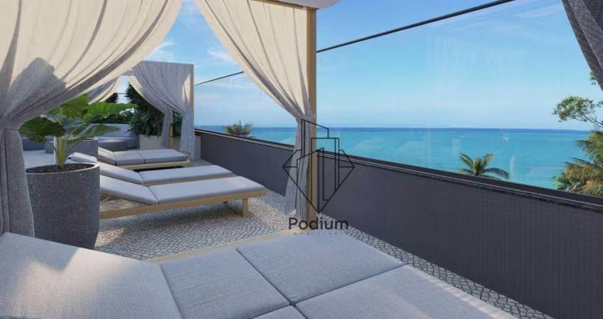 Flats Studio na cobertura Duplex com varanda / sacada e área privativa de frente para o mar da praia de Poço - FL0750