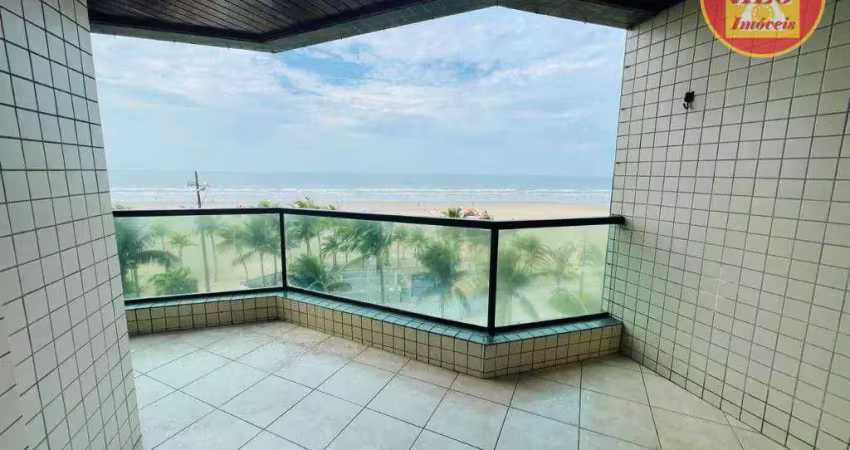 Apartamento frente mar com 3 quartos - pé na areia - à venda, 137 m² por r$ 685.000 - aviação - praia grande/sp
