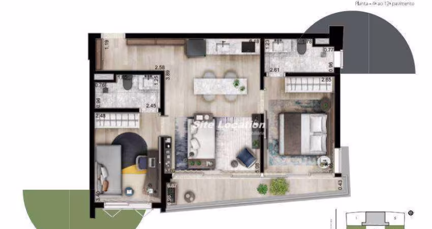 113558 Apartamento com 2 dormitórios à venda, 61 m² por R$ 1.808.500 - Brooklin - São Paulo/SP