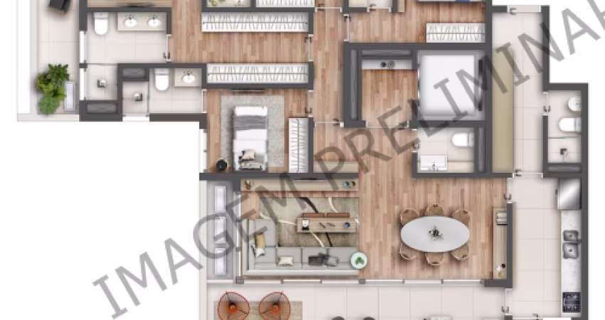 Luxuosa planta com 184m com 4 suítes e 2 vagas de garagem  em Perdizes