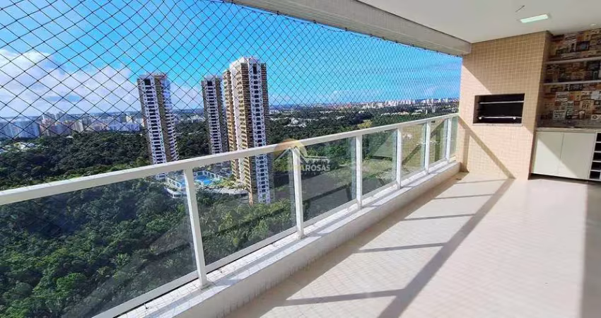 ALUGO APARTAMENTO COM 130M² NO GREENVILLE PATAMARES: 3 QUARTOS (SUÍTE), VARANDA GOURMET E LAZER COM