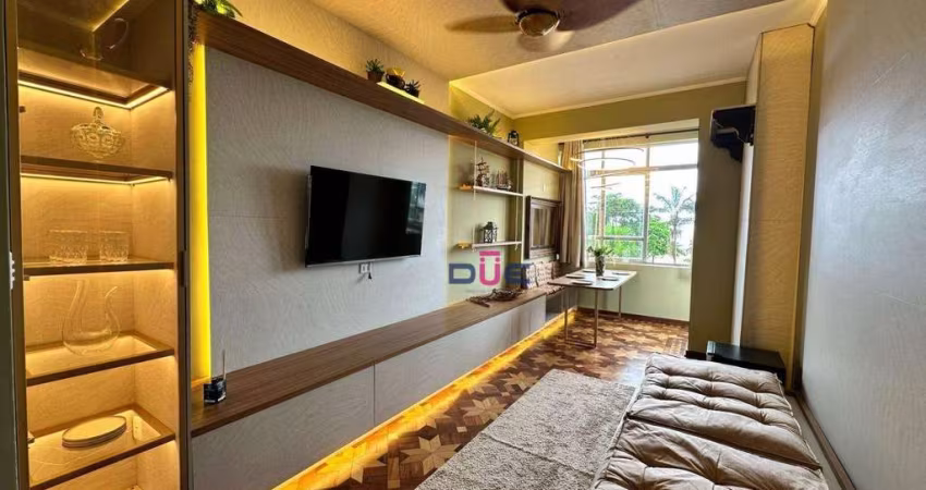 Apartamento Porteira fechada Frente Praia com 1 dormitório à venda, 67 m² por R$ 710.000 - Gonzaga - Santos/São Paulo