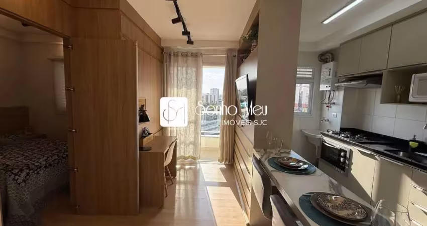 Locação de lindo stúdio mobiliado 32 m2, 1 vaga - cond. smart - aquárius