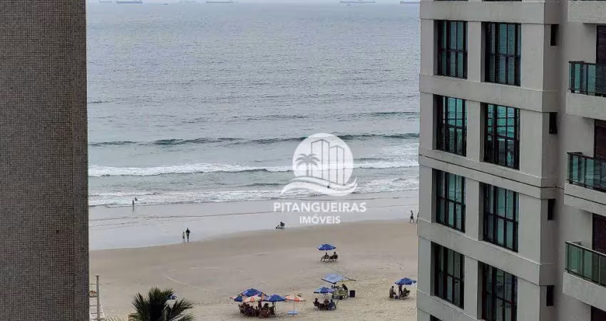 Pitangueiras - na quadra da praia, 136,38  m² úteis, 02 vagas de garagem, maravilhosa vista mar, andar mediano, churrasqueira e salão de festas.