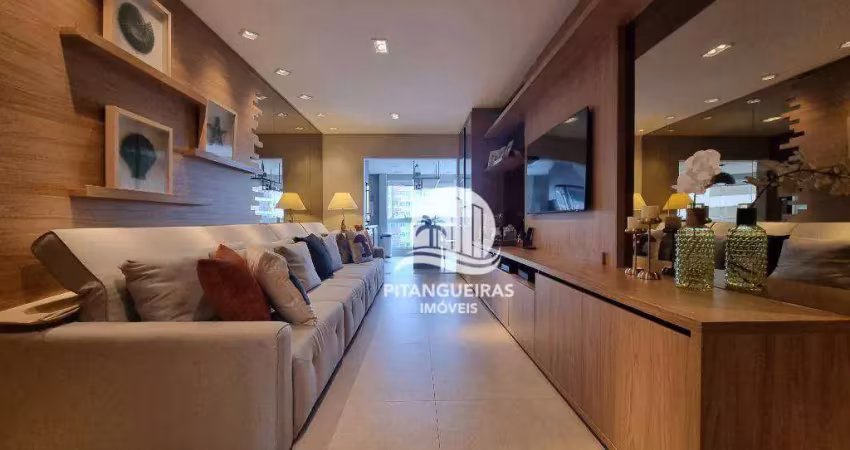 Praia das pitangueiras, varanda gourmet, maravilhoso apartamento com  3 dormitórios à venda, 144 m² - guarujá/sp