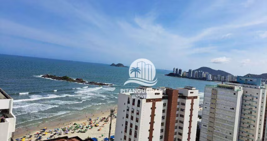 Apartamento amplo com vista para o mar, 2 vagas e lazer completo no centro do guarujá, na praia das pitangueiras