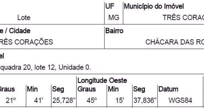 Oportunidade Única em TRES CORACOES - MG | Tipo: Terreno | Negociação: Venda Online  | Situação: Imóvel