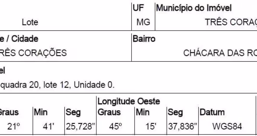 Oportunidade única em tres coracoes - mg | tipo: terreno | negociação: venda online  | situação: imóvel