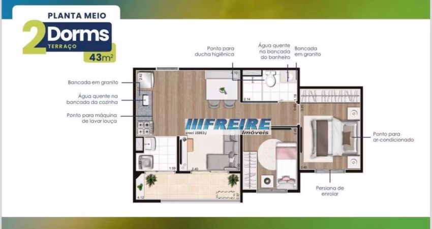 Apartamento com 2 dormitórios à venda, 43 m² por R$ 392.300,00 - Campestre - Santo André/SP